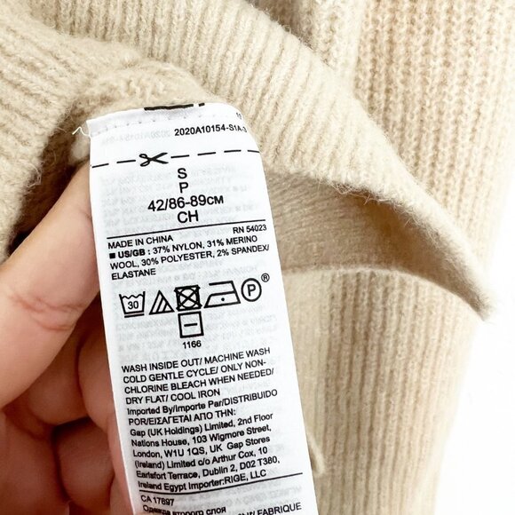 Banana Republic Wool Blend Mock Ribbed Sweater Top Quiet Luxury Winter Tan Small - Picture 8 of 10